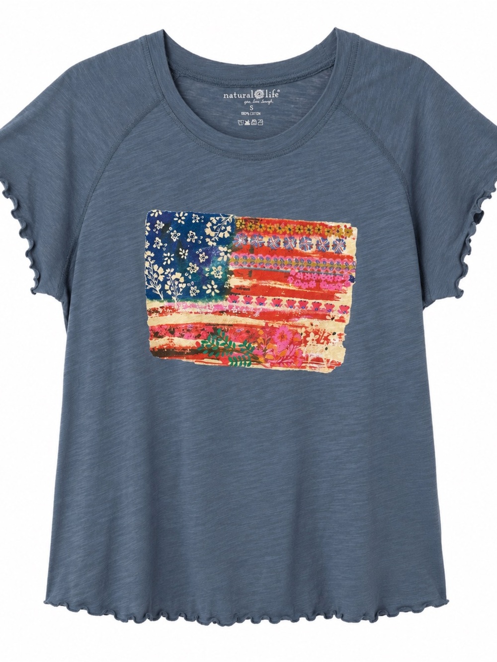 🌺 Natural Life Boho Floral Flag Graphic Tee - Picture 3 of 4